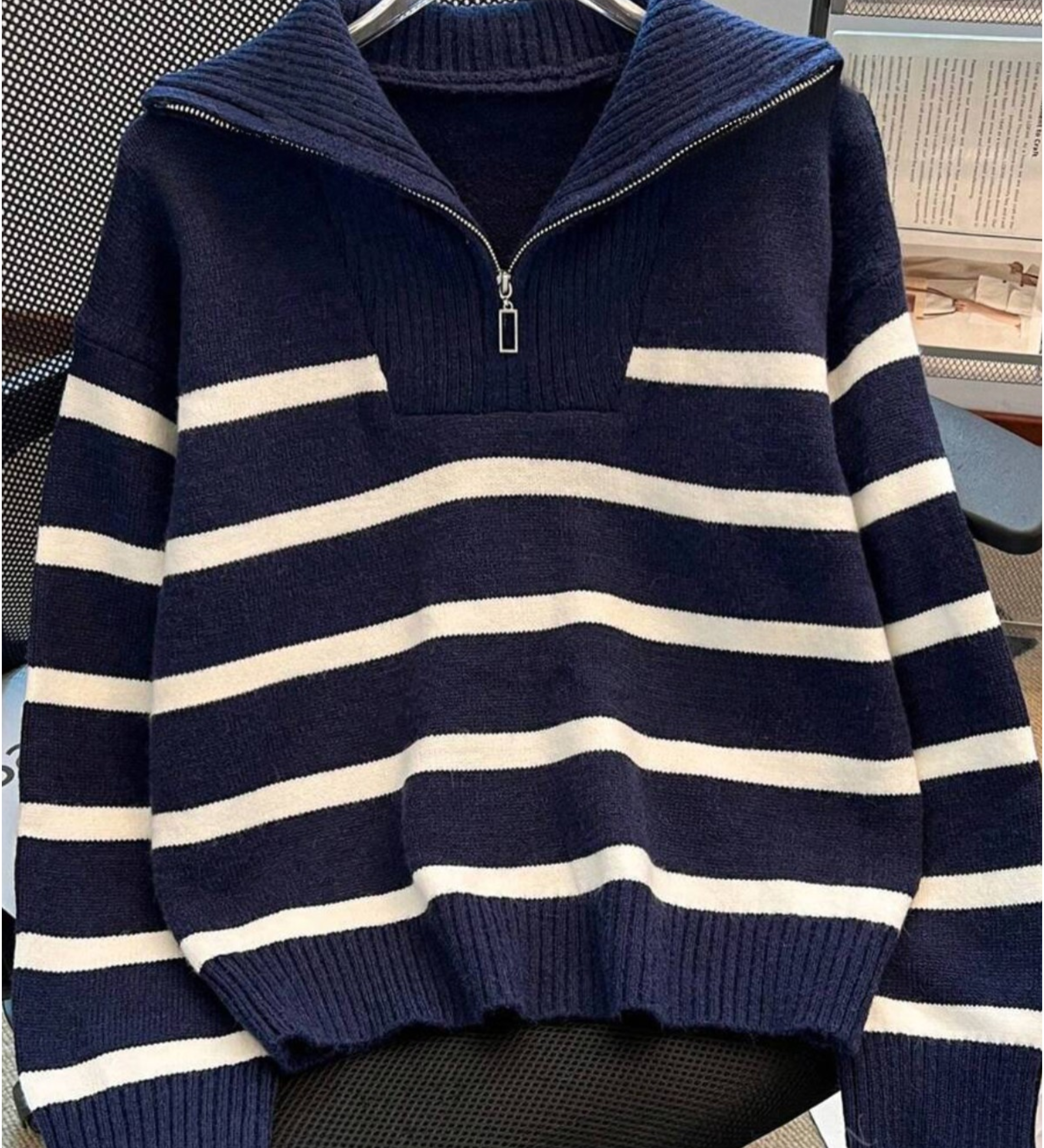 Astrid – Pull rayé demi-zip pour femme 