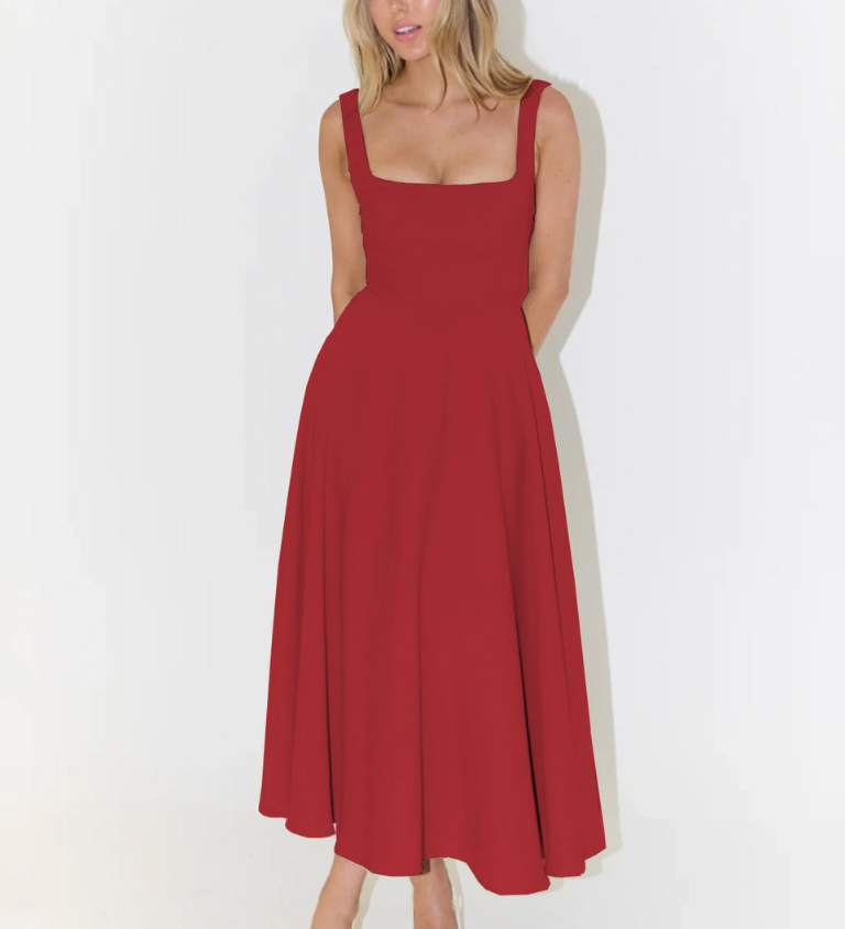 Serene – Robe midi élégante à ligne romantique