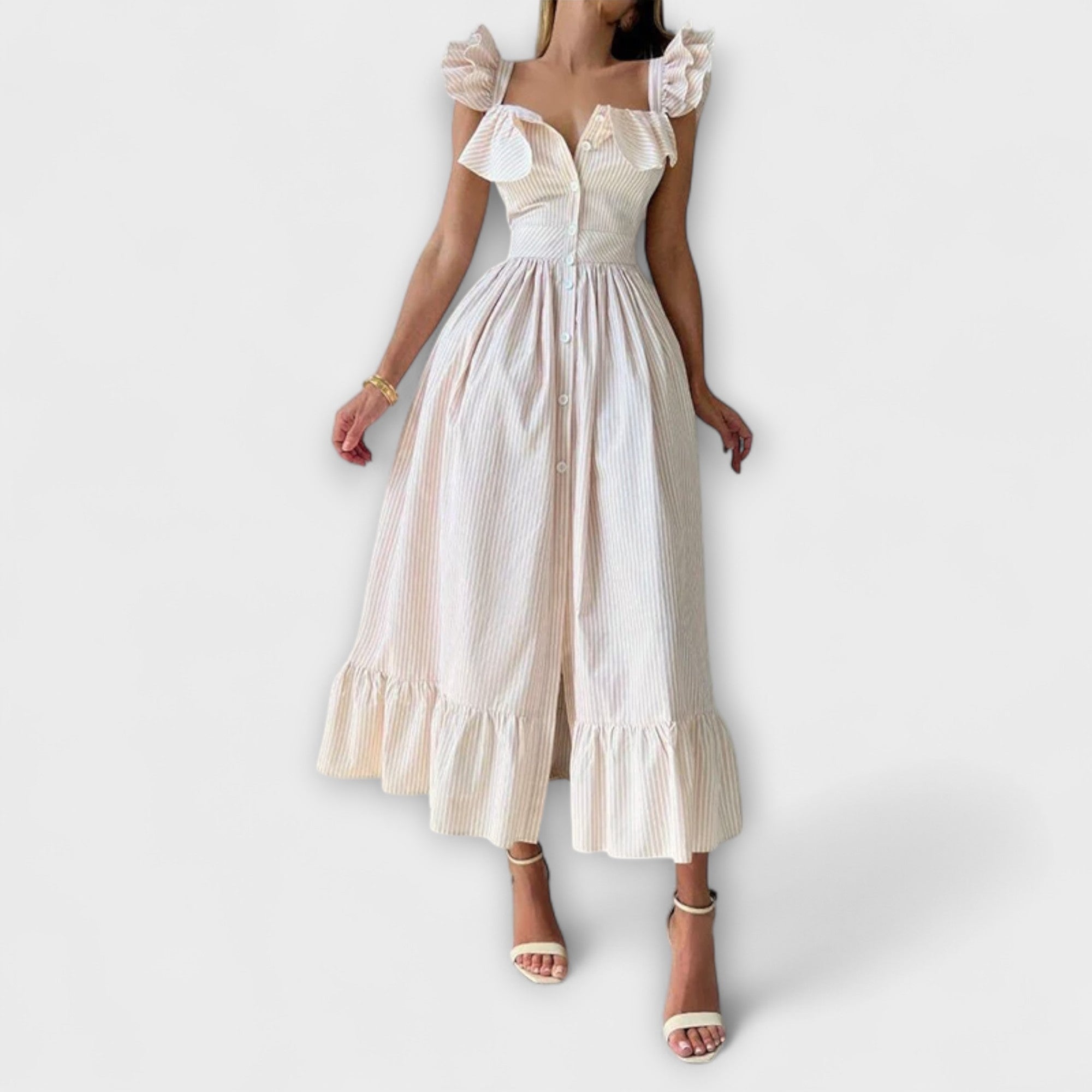 Clarisse – Robe d’été à détails plissés et volantés