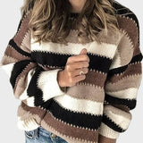 Col roulé tricoté à rayures