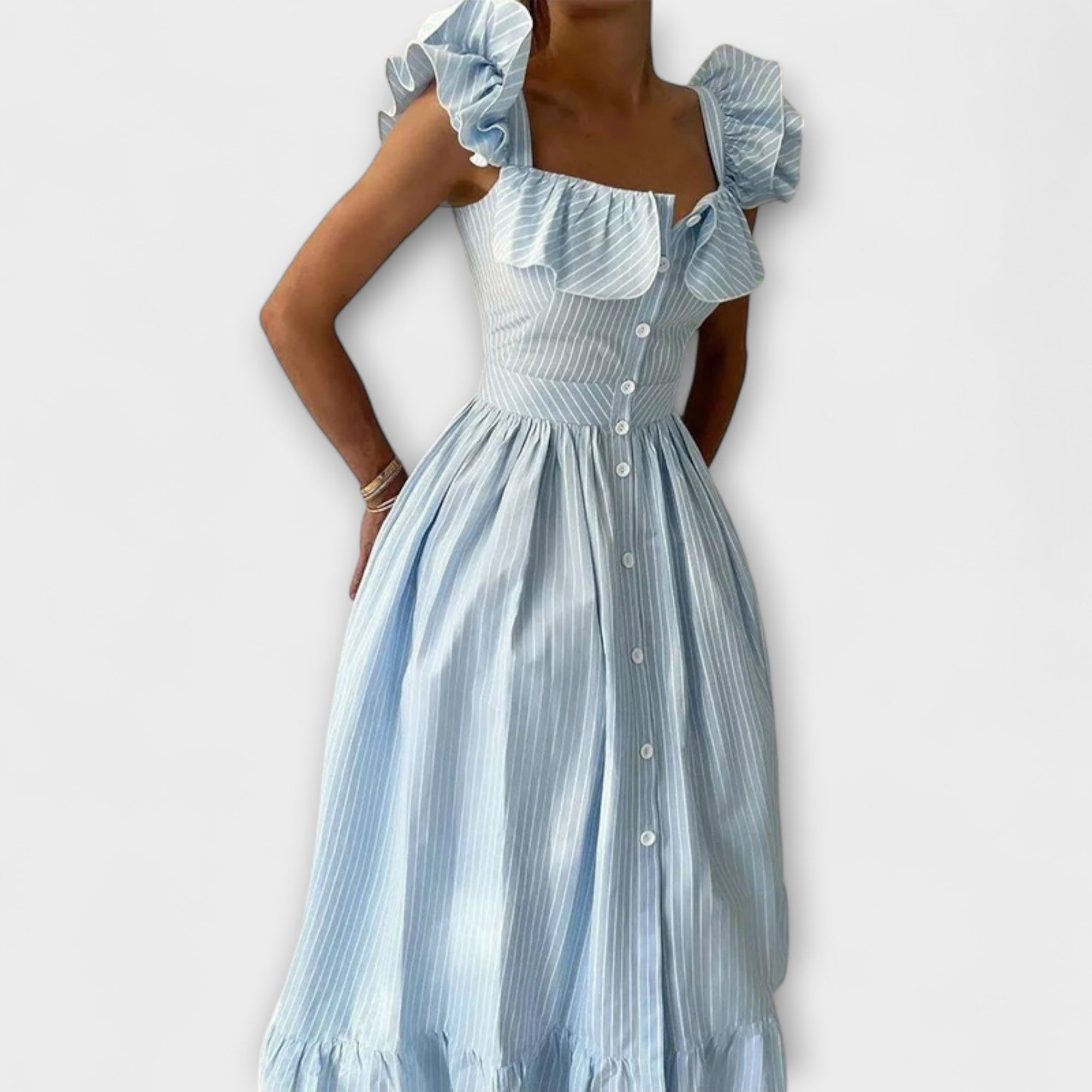 Clarisse – Robe d’été à détails plissés et volantés