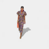 Aurette – Robe de soirée satinée à manches volantées