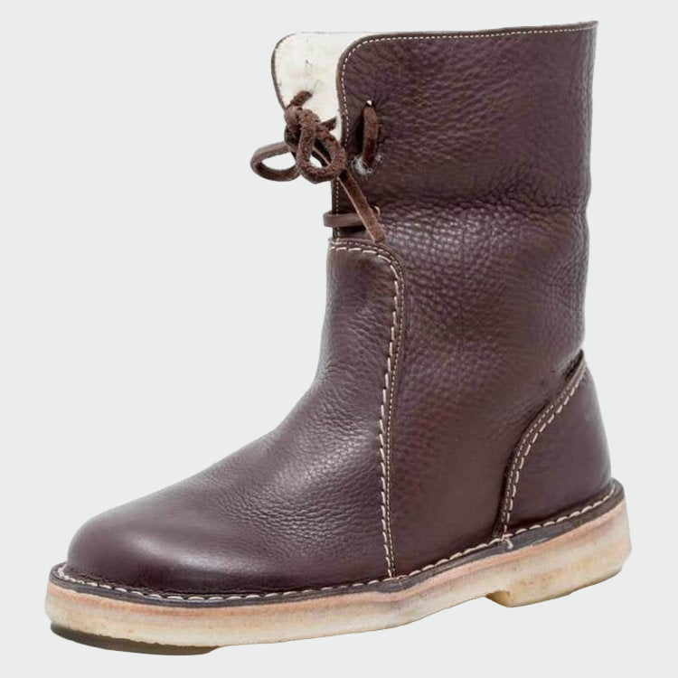 Bottines en cuir imperméable avec doublure en laine