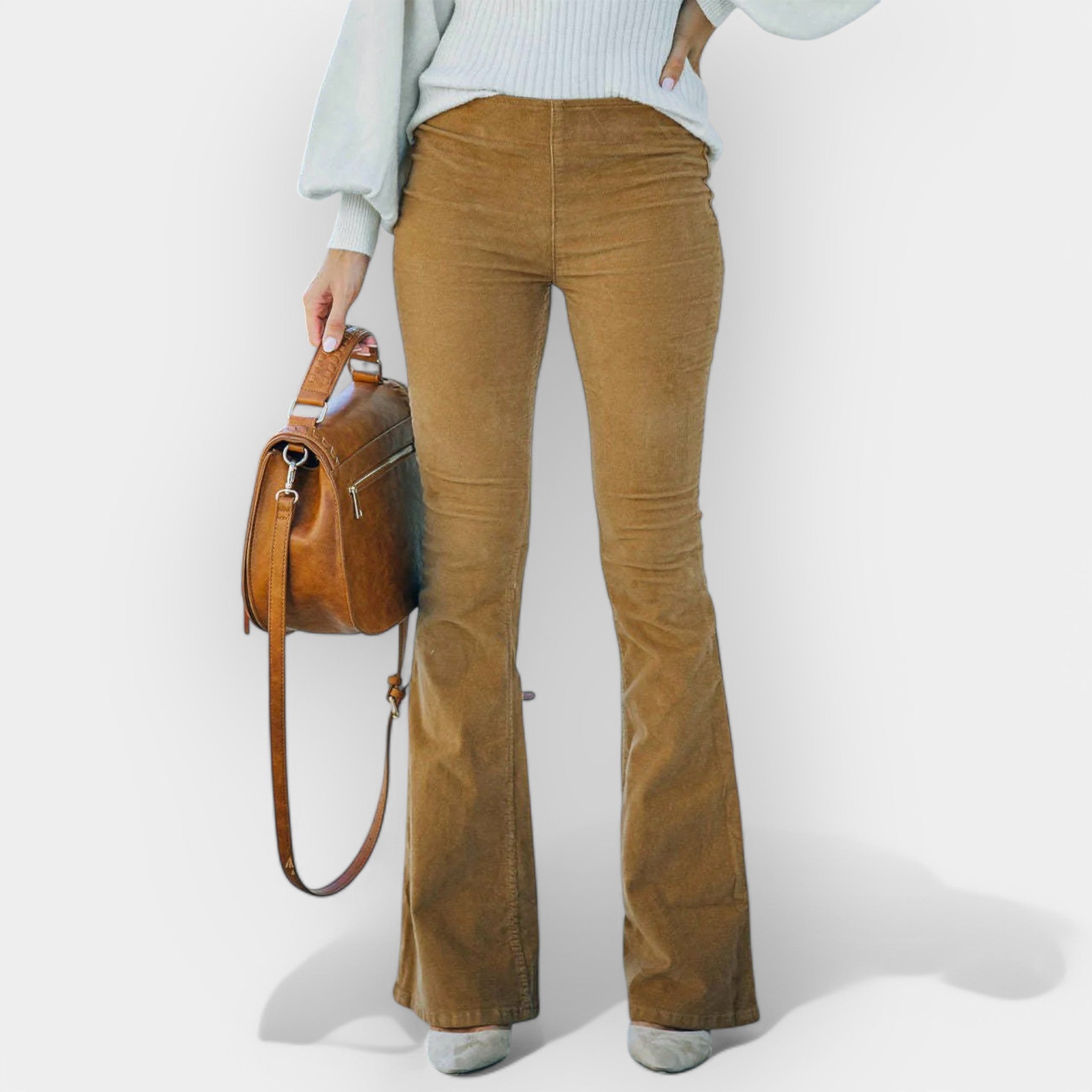 Pantalon taille haute à jambes larges