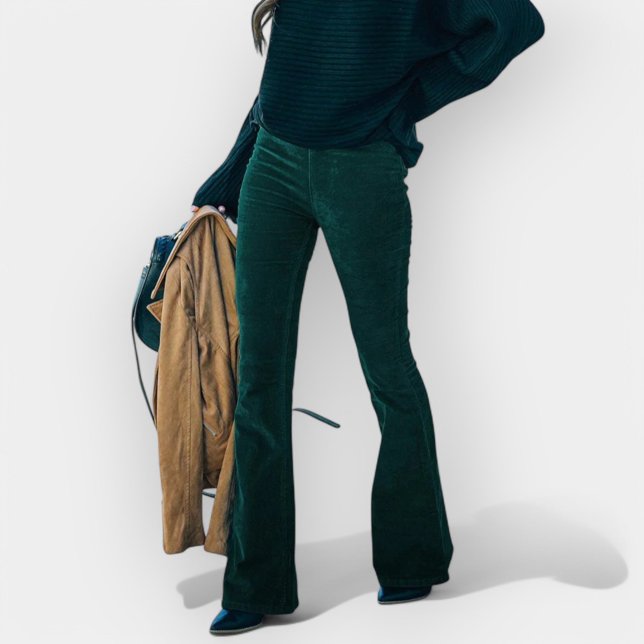 Pantalon taille haute à jambes larges