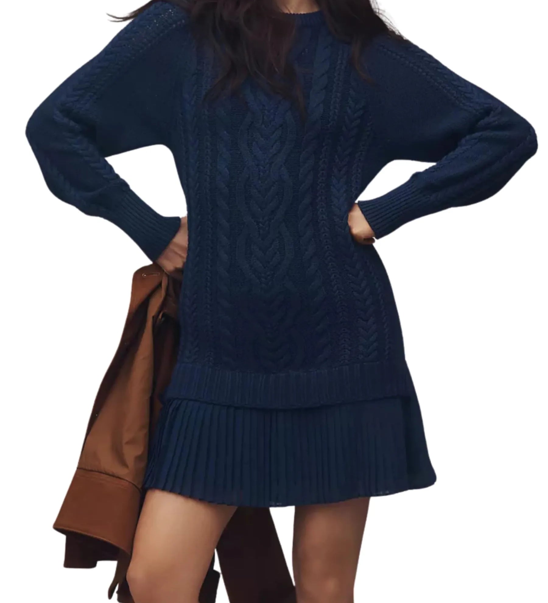 Robe pull en maille torsadée