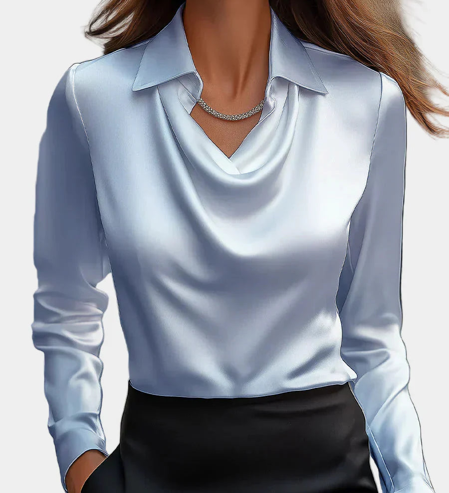 Chemisier élégant en satin à encolure drapée