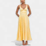 Robe longue jaune à dos nu