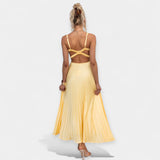 Robe longue jaune à dos nu