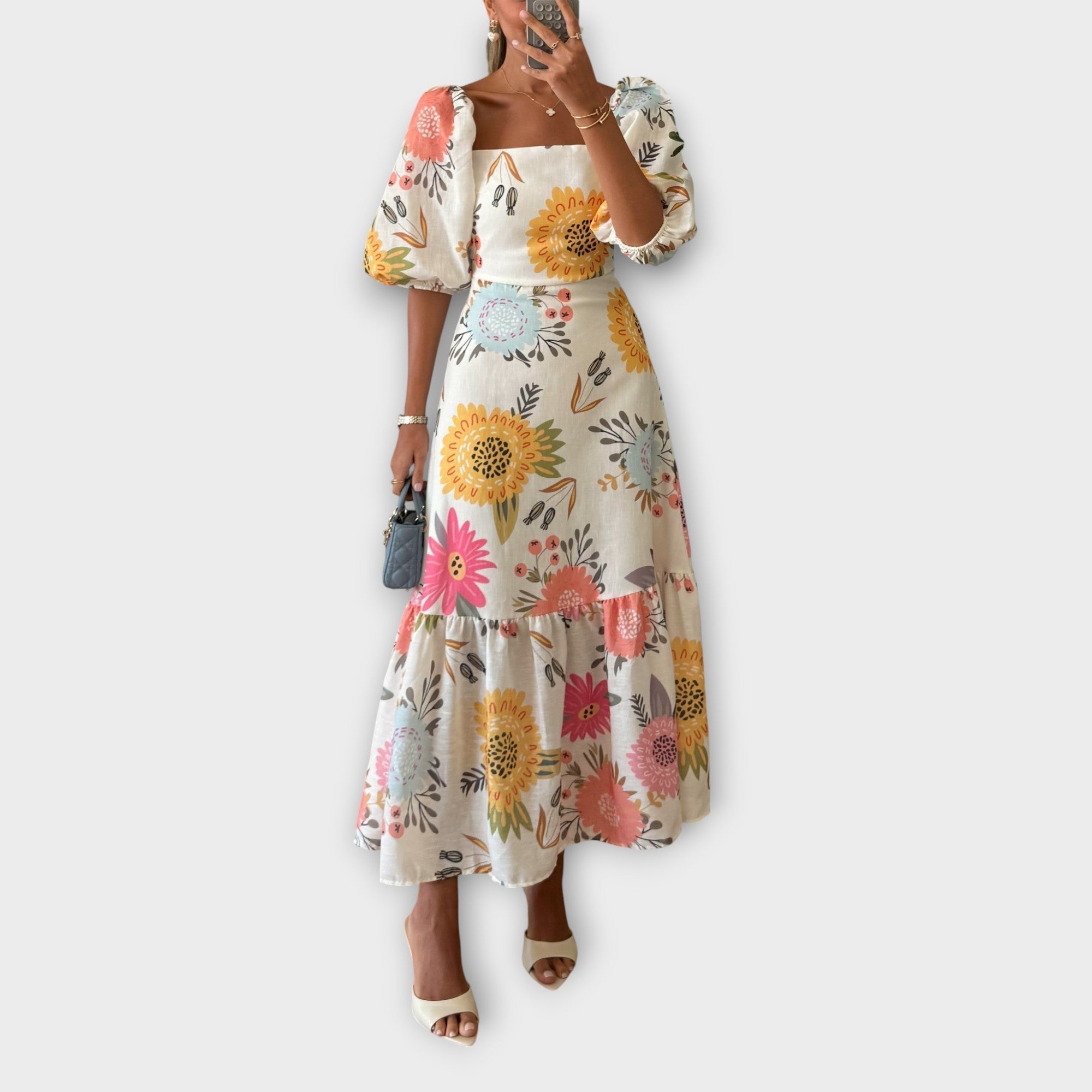 Florine – Robe romantique à manches bouffantes