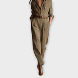 Rhen – Combinaison ceinturée à motif carreau