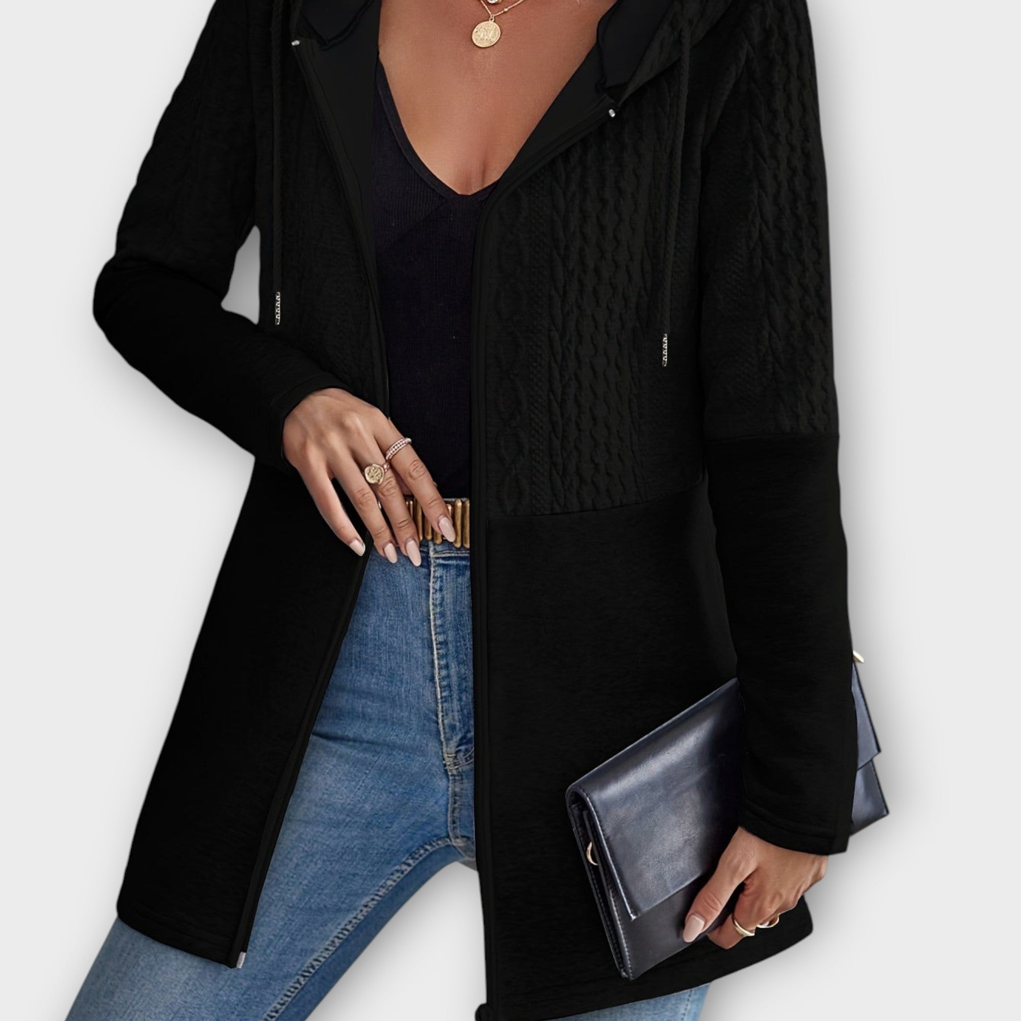 Gilet à capuche zippé texturé 