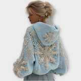 Sweat à capuche de Noël orné de perles à la main 