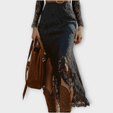 Verona Lace – Robe midi en dentelle bohème romantique à manches longues