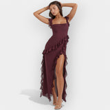 Ravena – Robe élégante à fente et volants