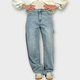 Jean coupe décontractée à effet éclaboussé