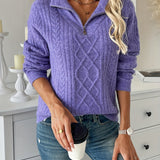 Elin - Pull en maille torsadée à fermeture éclair pour femme