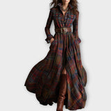 Robe maxi rétro à carreaux