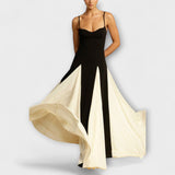 Ember - Classic Elegance: A-Line Maxi Dress with Tulle Panels