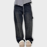 Jean coupe décontractée à effet éclaboussé