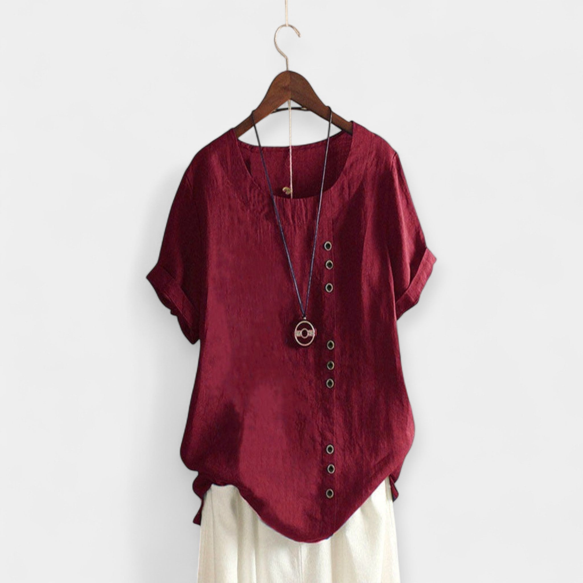 Chemisier à manches courtes et boutons 