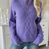 Elin - Pull en maille torsadée à fermeture éclair pour femme