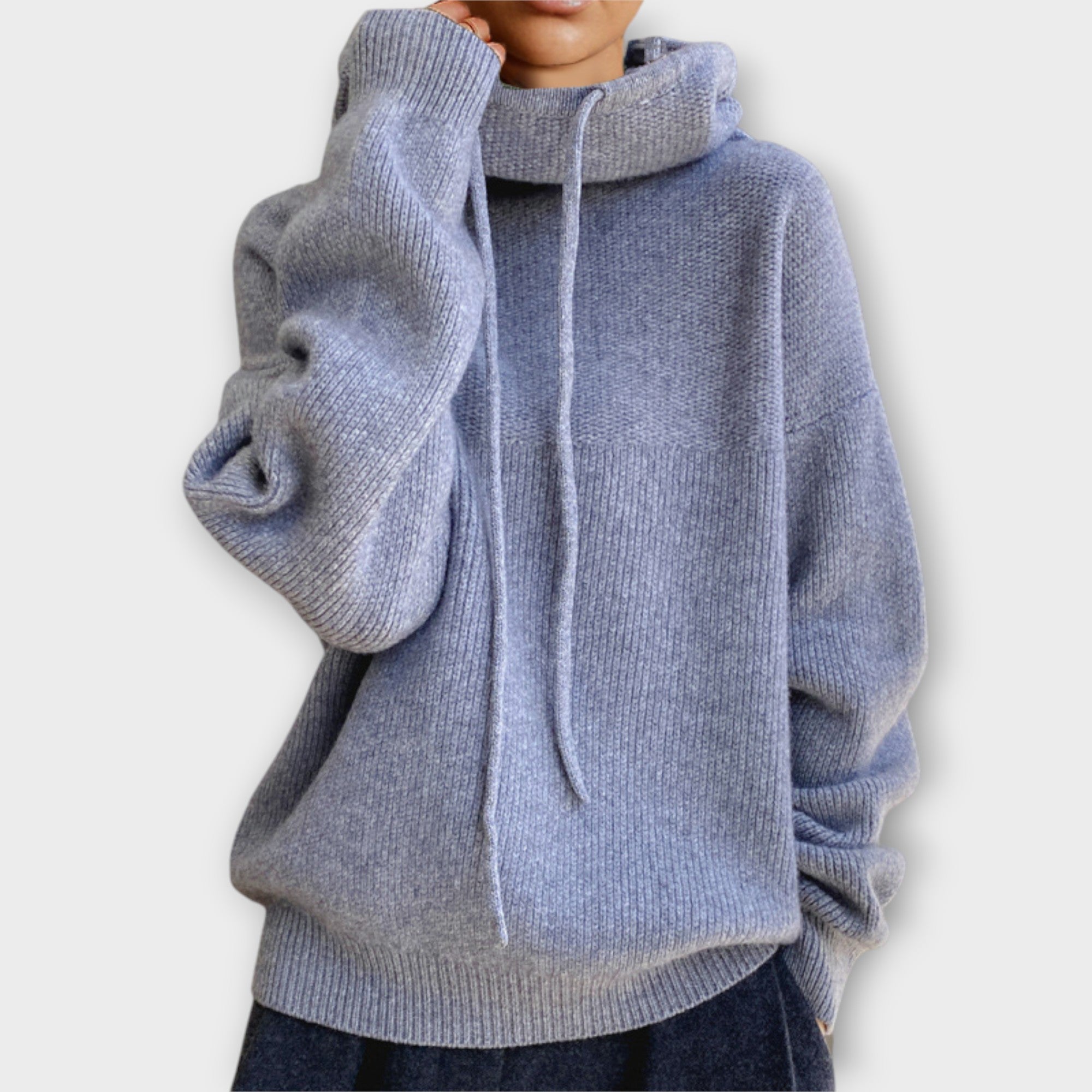 Pull à col roulé confortable et décontracté avec cordon de serrage