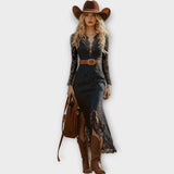 Verona Lace – Robe midi en dentelle bohème romantique à manches longues