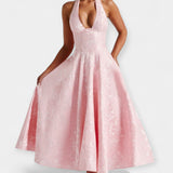 Celeste – Robe midi à dos nu et détail corset