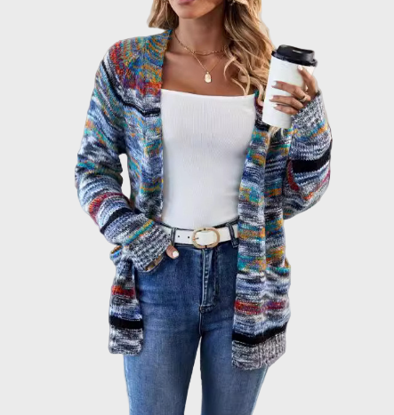 Gilet tricoté multicolore