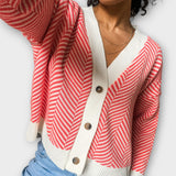 Chevron Knit Button Cardigan
