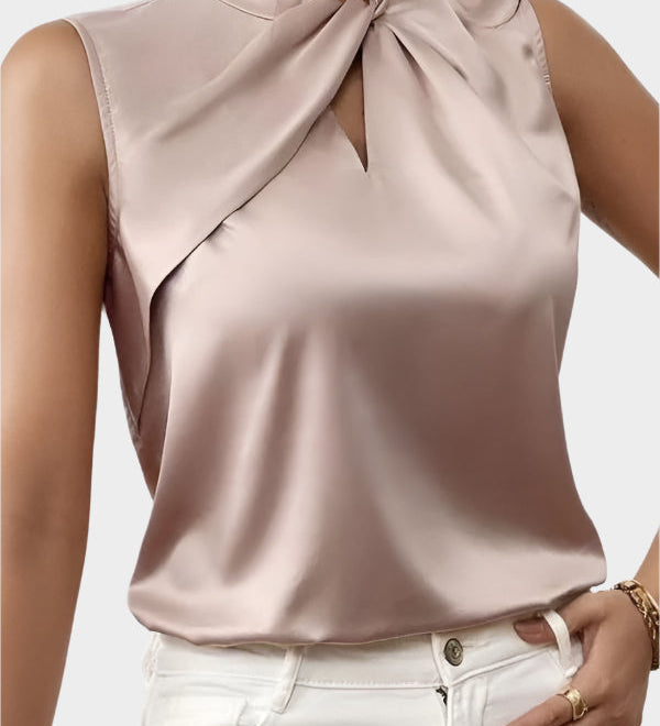 Chemisier élégant sans manches en satin