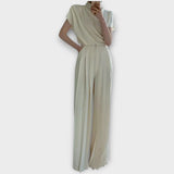 Pantalon plissé taille haute pour femme