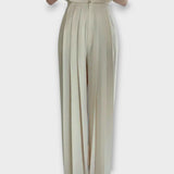 Pantalon plissé taille haute pour femme