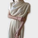 Pantalon plissé taille haute pour femme