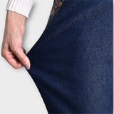 Jean pour femme avec poches latérales et taille élastique