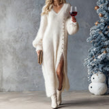 Nora | Robe d’hiver élégante en matière douce avec détails boutonnés