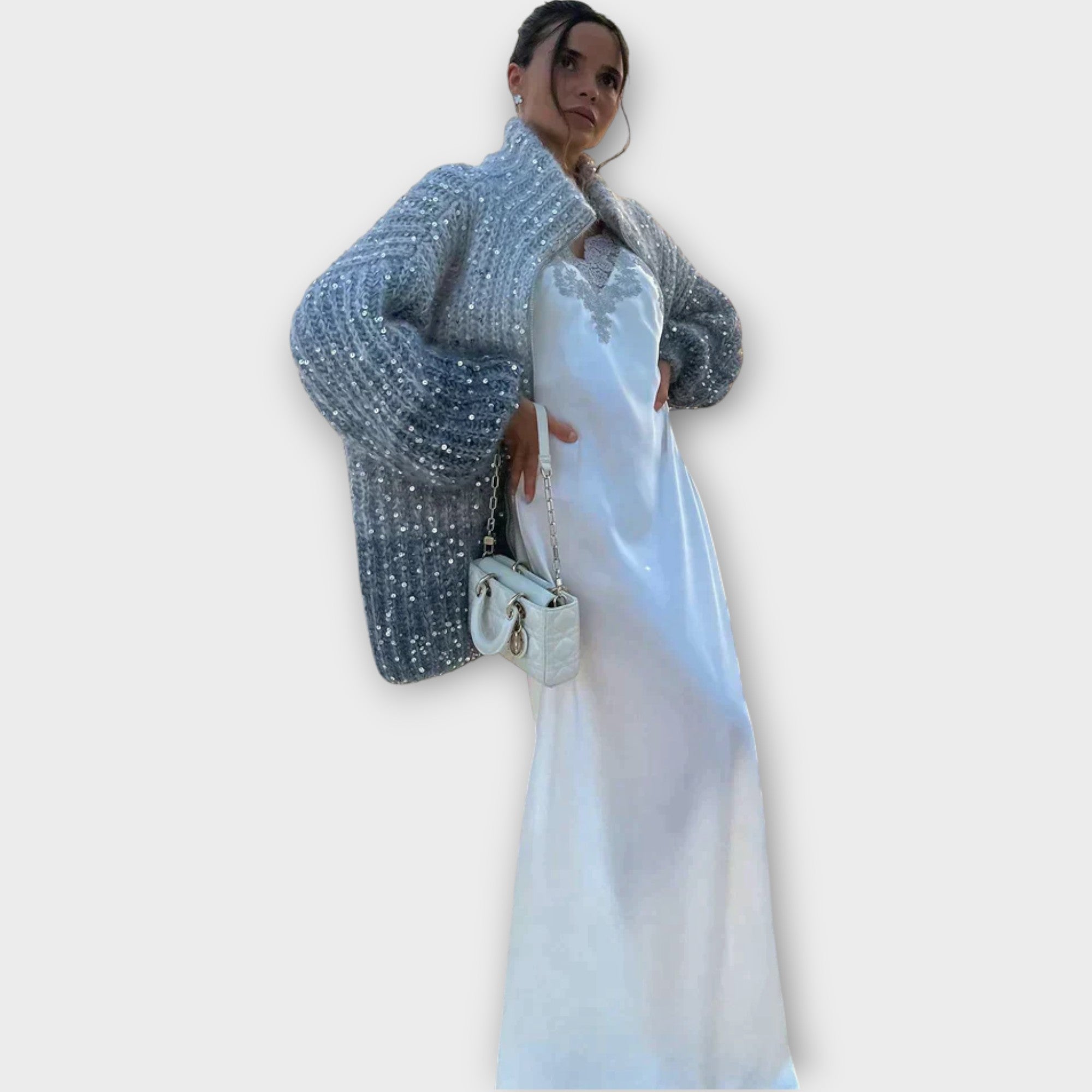 Pull à paillettes en grosse maille